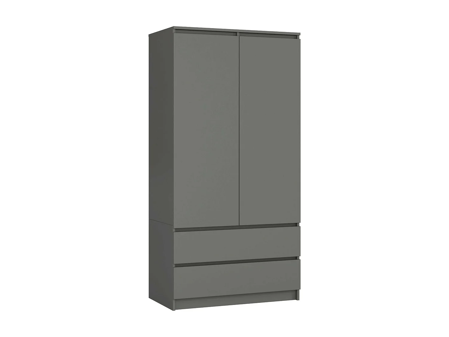 Armario AKORD S90 Gris Grafito 90 cm 2 puertas 2 cajones frente en color Gris Grafito 4 estantes 90x51x180 cm