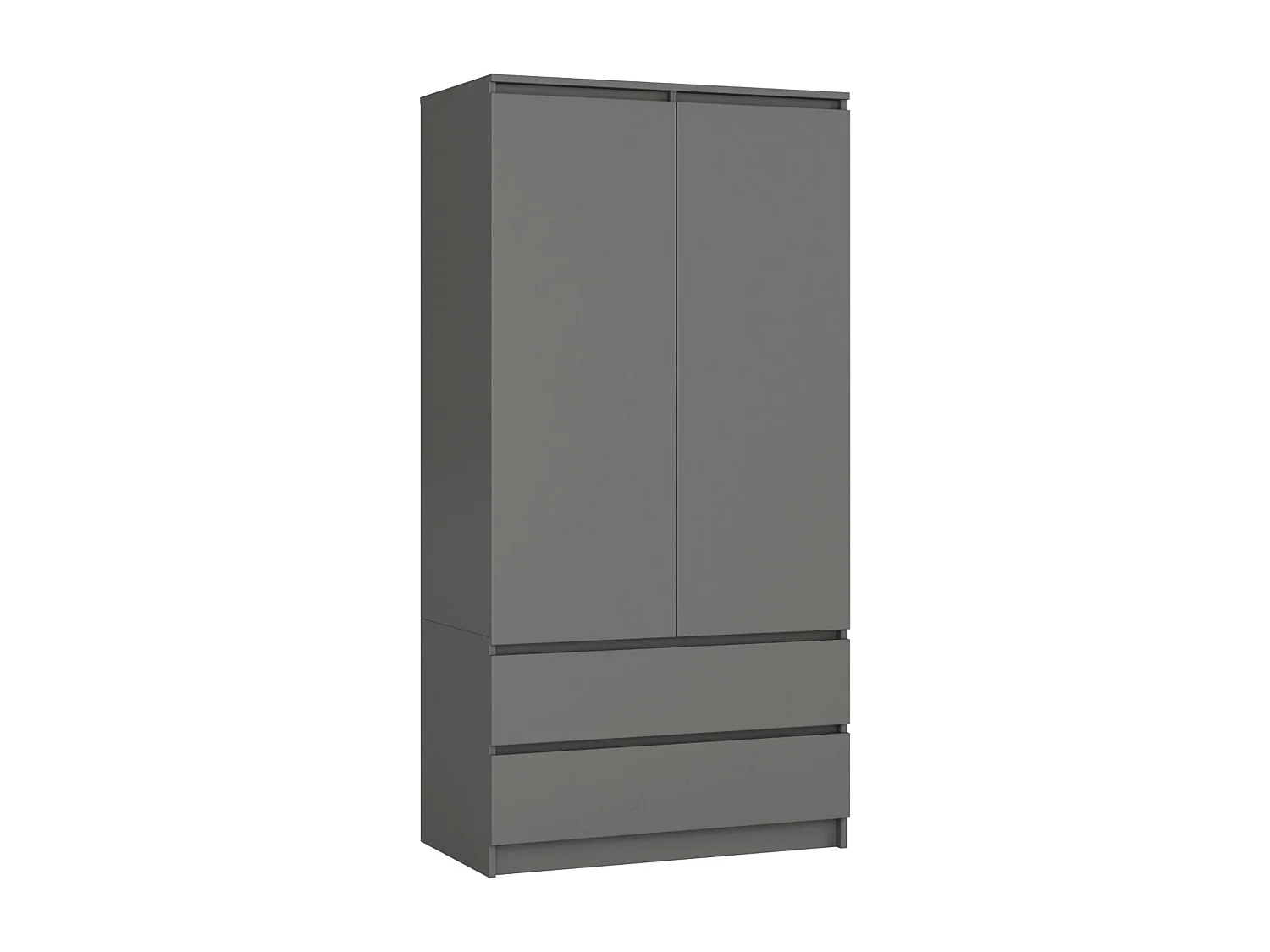 Armoire AKORD S90 Gris Graphite 90 cm 2 portes 2 tiroirs façade Gris Graphite 4 étagères 90x51x180 cm