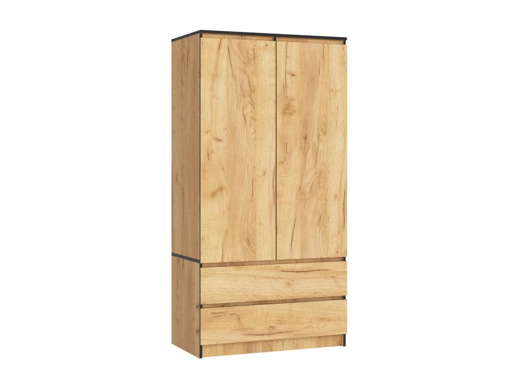 Szafa AKORD S90 Dąb Craft 90 cm 2 drzwi 2 szuflady kolor Dąb Craft mat 4 półki 90x51x180 cm