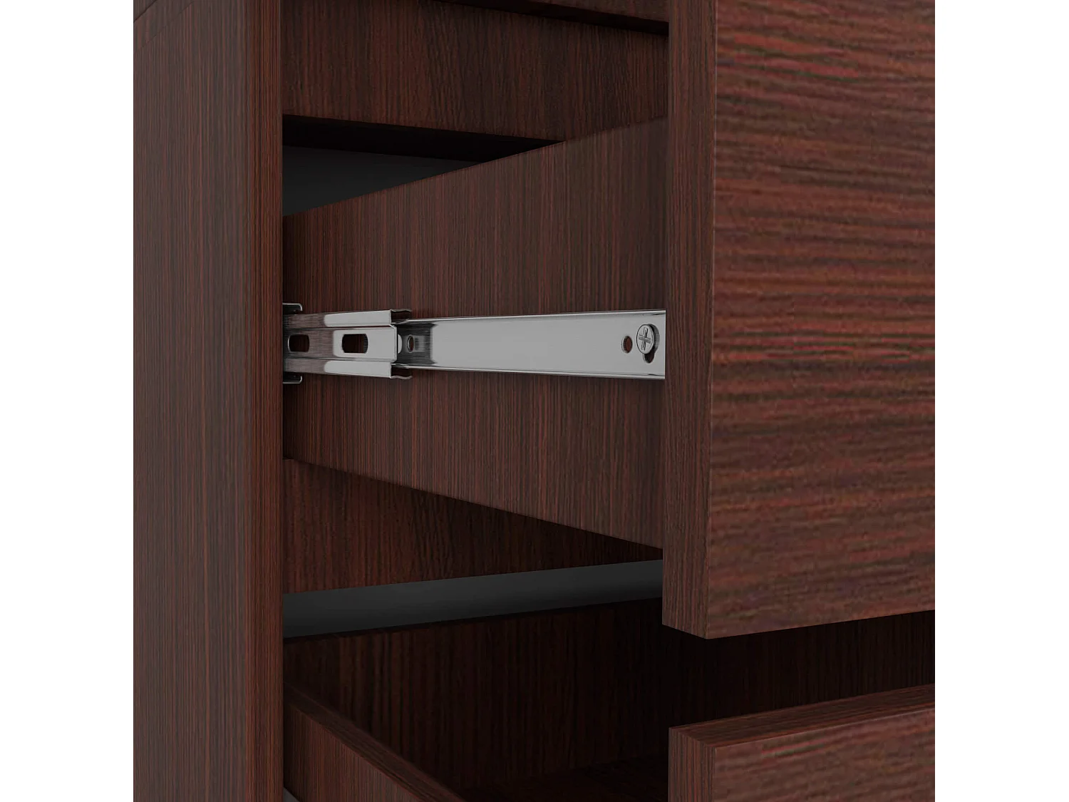 Armoire AKORD S90 avec miroir Wengé 90 cm 2 portes 2 tiroirs façade Wengé 4 étagères 90x51x180 cm