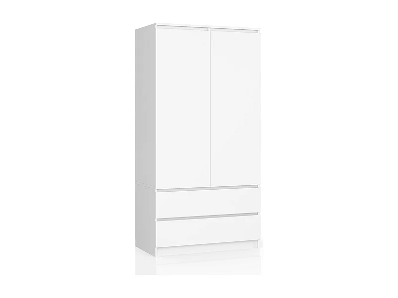 Szafa AKORD S90 Biała 90 cm 2 drzwi 2 szuflady kolor Biały mat 4 półki 90x51x180 cm