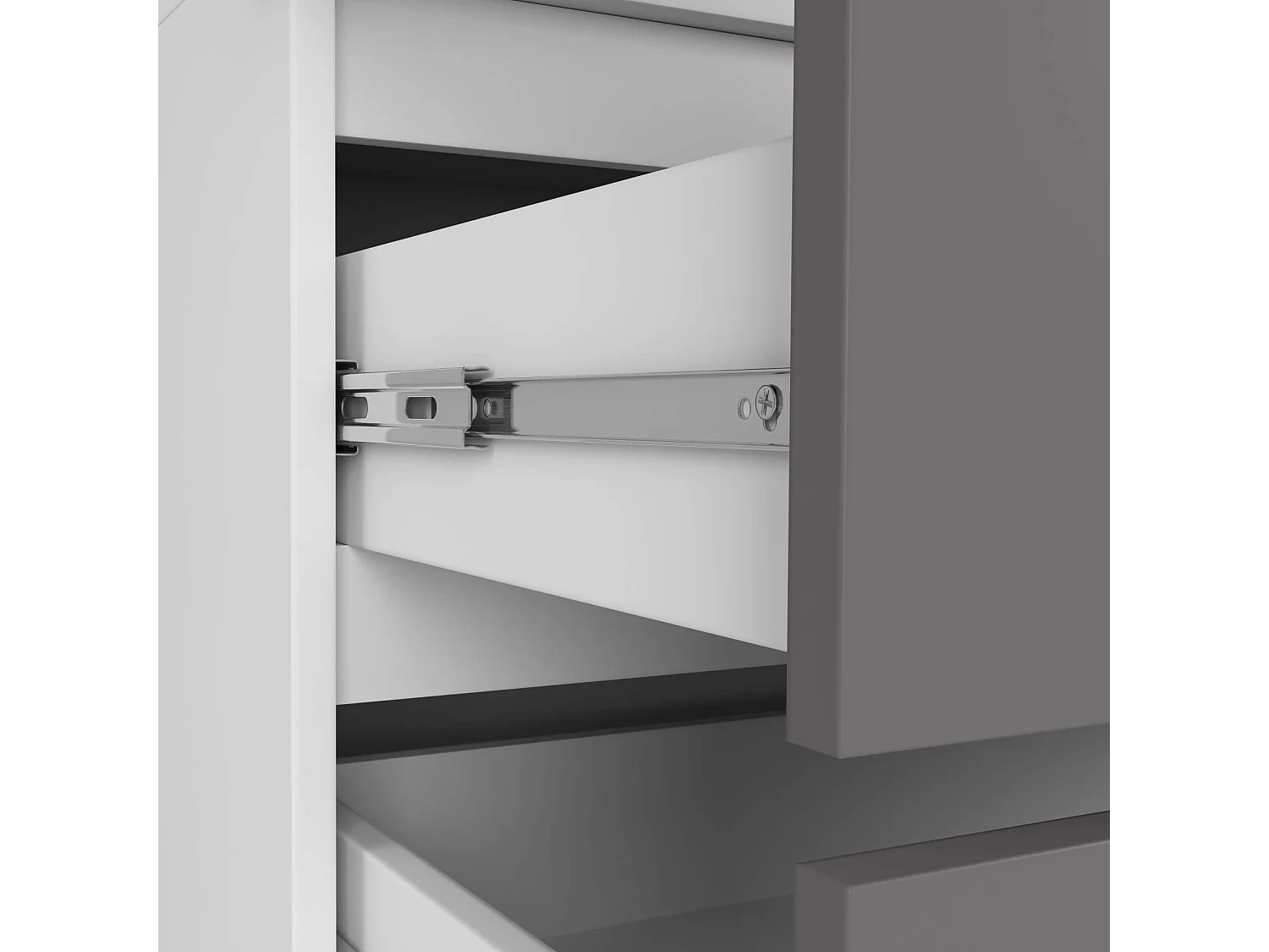 Kleiderschrank AKORD S90 mit Aufsatz Weiß 90 cm 2 Türen 2 Schubladen 6 Ebenen Front Graphitgrau B90 x H234 x T51 cm