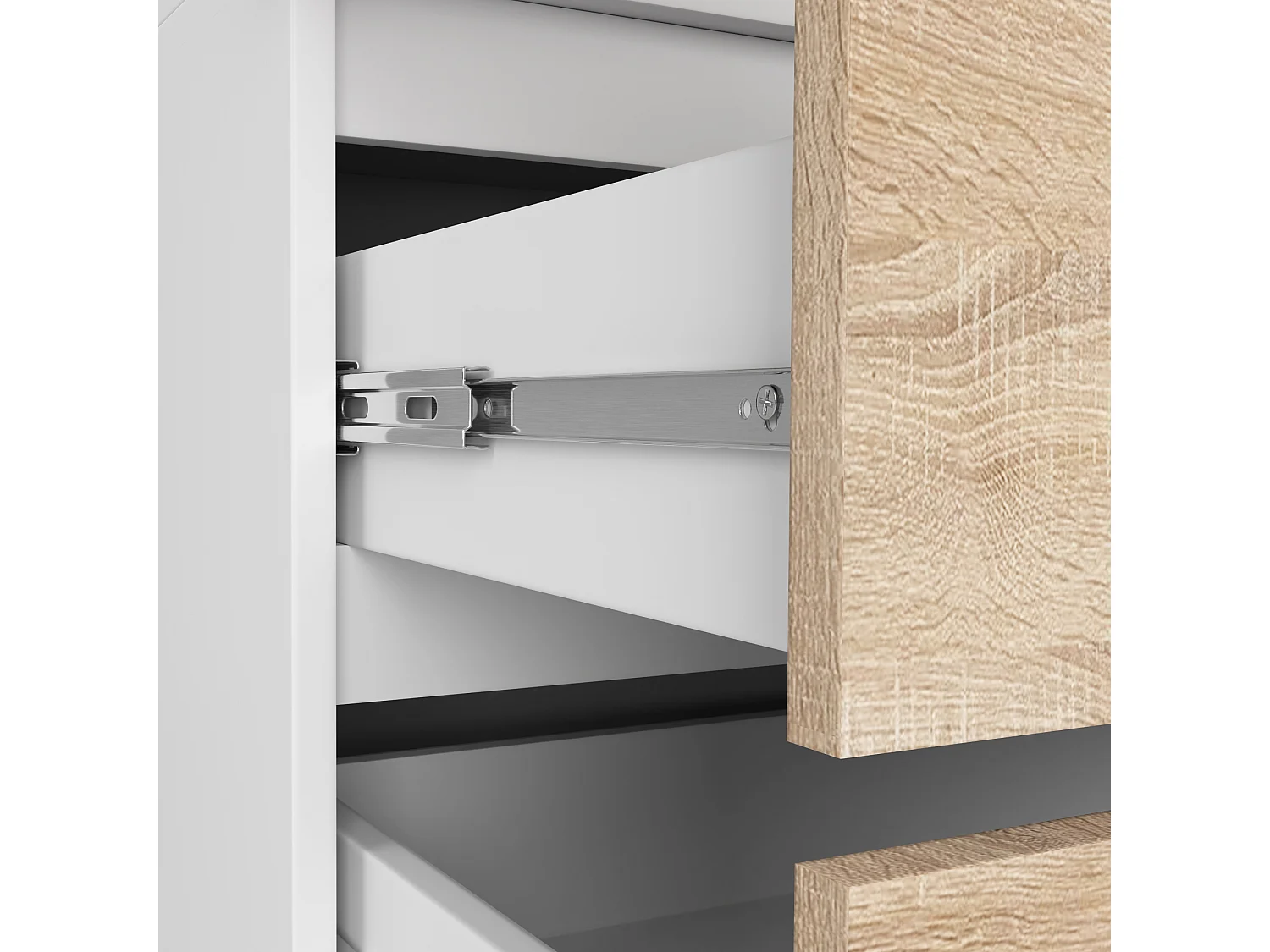 Armadio AKORD S90 Bianca 90 cm 2 ante 2 cassetti inserto frontale Sonoma Quercia 90x51x180 cm