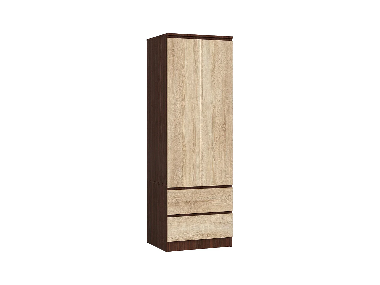 Armoire AKORD S60 Wengé 60 cm 2 portes 2 tiroirs façade Chêne Sonoma 1 étagère 60x51x180 cm