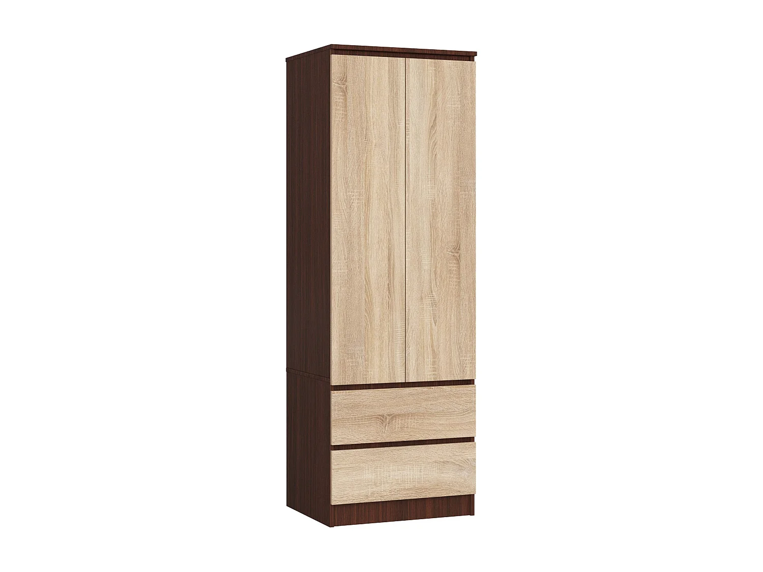 Armoire AKORD S60 Wengé 60 cm 2 portes 2 tiroirs façade Chêne Sonoma 1 étagère 60x51x180 cm