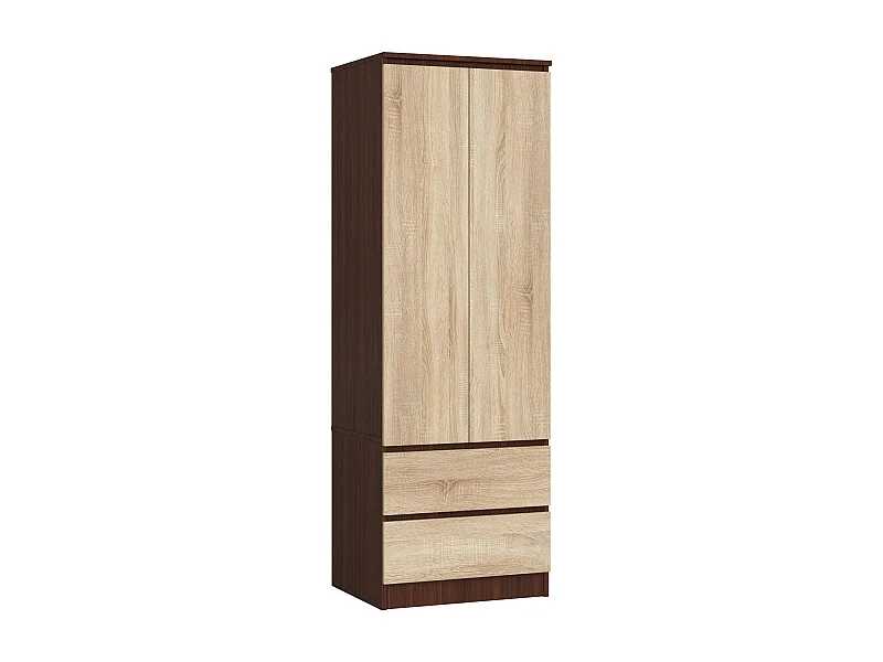 Armoire AKORD S60 Wengé 60 cm 2 portes 2 tiroirs façade Chêne Sonoma 1 étagère 60x51x180 cm