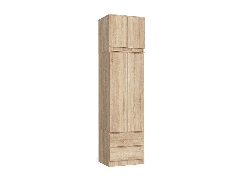 Armoire avec surmeuble AKORD S60 Chêne Sonoma 60 cm 2 portes 2 tiroirs façade Chêne Sonoma 3 étagères 60x51x234 cm