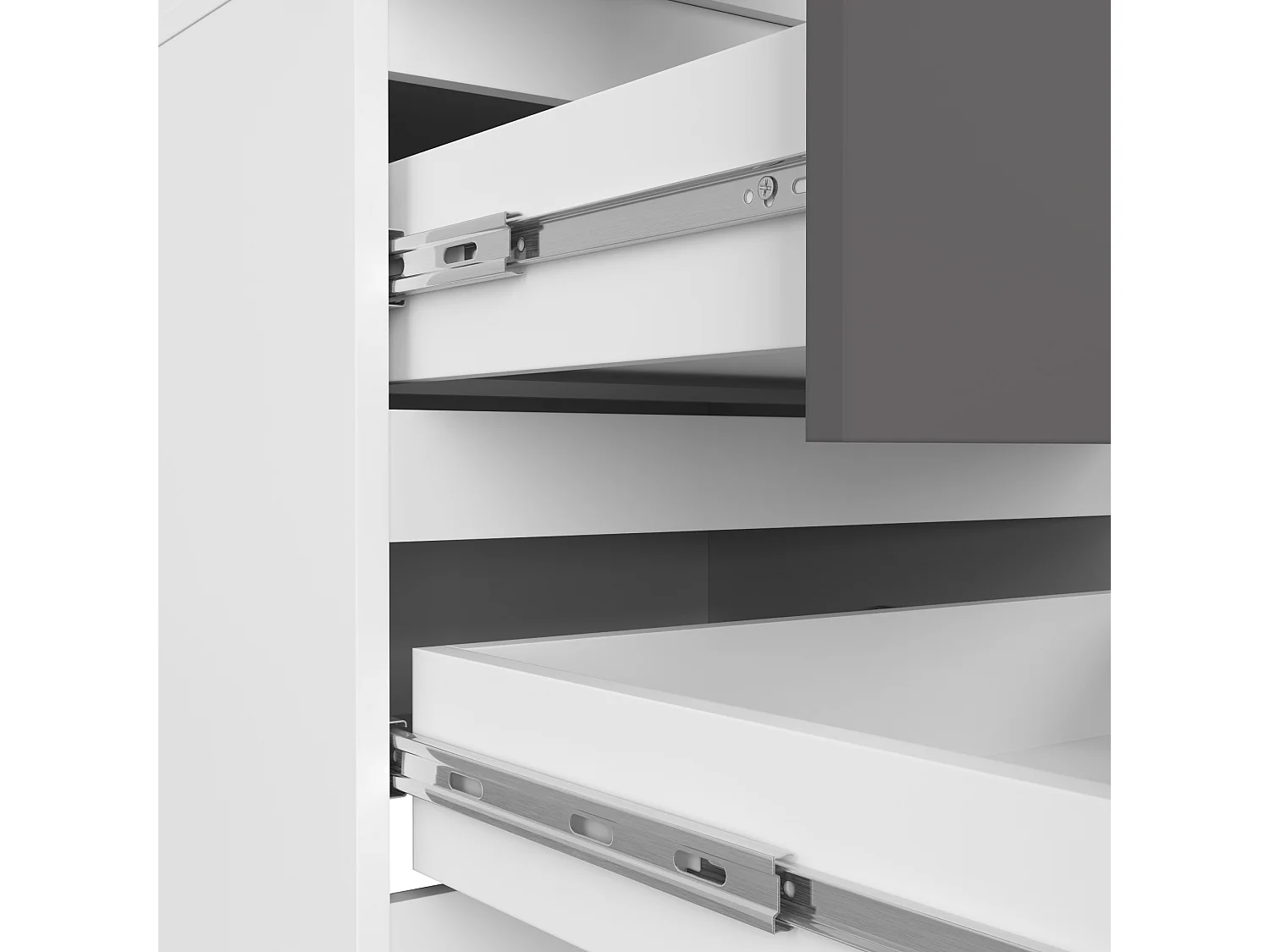Kleiderschrank AKORD S60 Weiß 60 cm 2 Türen 2 Schubladen Regal Front Graphitgrau B60 x H180 x T51 cm