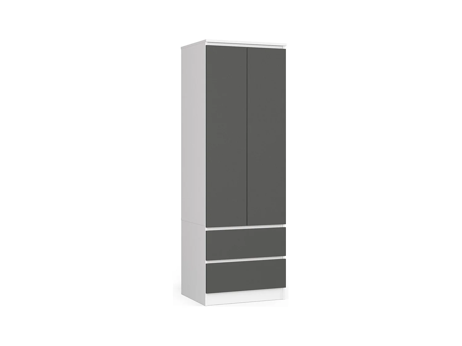 Armario AKORD S60 Blanco 60 cm 2 puertas 2 cajones frente en color Gris Grafito 1 estante 60x51x180 cm