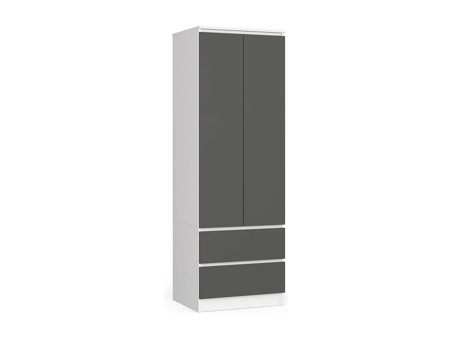 Armoire AKORD S60 Blanche 60 cm 2 portes 2 tiroirs façade Gris Graphite 1 étagère 60x51x180 cm