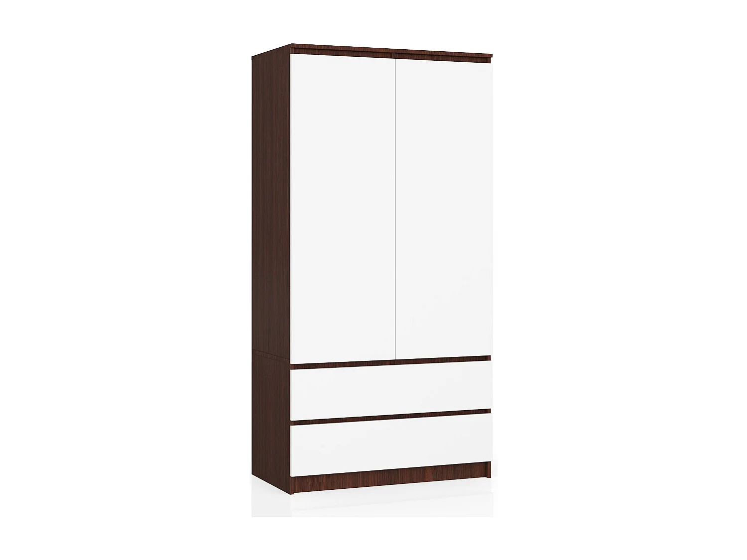 Kleidingkast S90 met 2 Deuren en 2 Lades / AKORD Furniture Factory / Venge - Wit / 90 x 180 x 51 cm