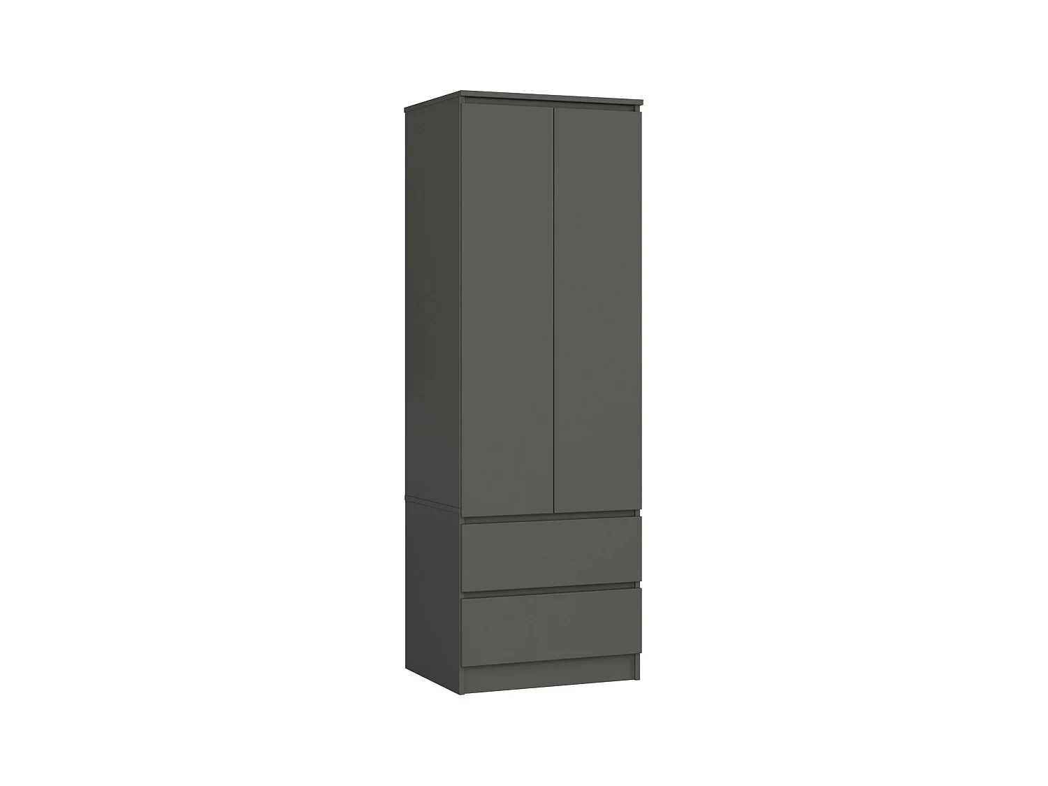 Armoire AKORD S60 Gris Graphite 60 cm 2 portes 2 tiroirs façade Gris Graphite 1 étagère 60x51x180 cm
