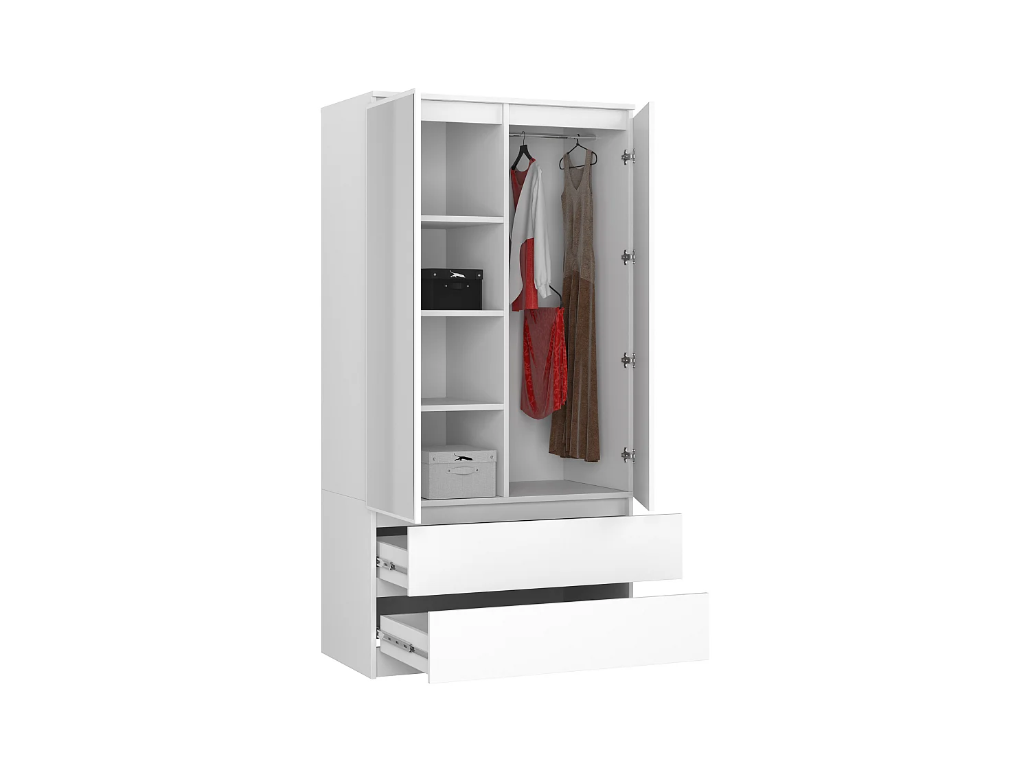 Armadio AKORD S90 Bianca 90 cm 2 ante 2 cassetti 90x51x180 cm