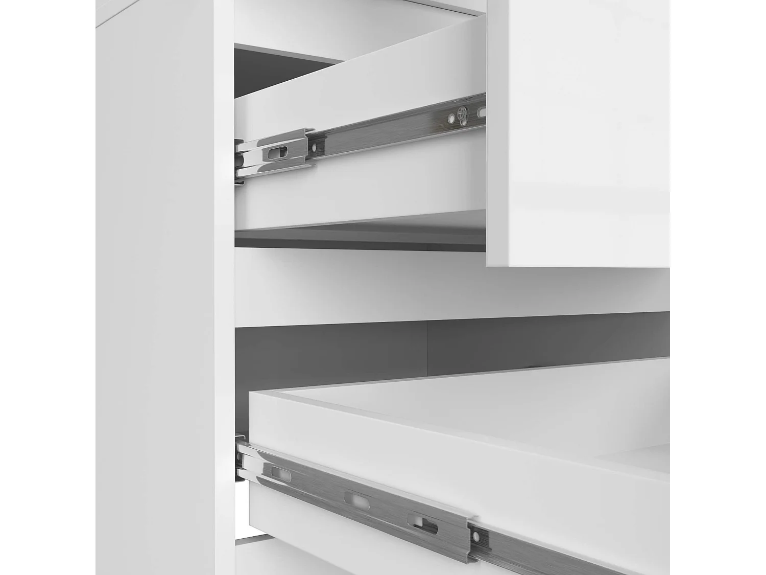 Armoire AKORD S60 Blanche 60 cm 2 portes 2 tiroirs façade Blanche Brillante 1 étagère 60x51x180 cm