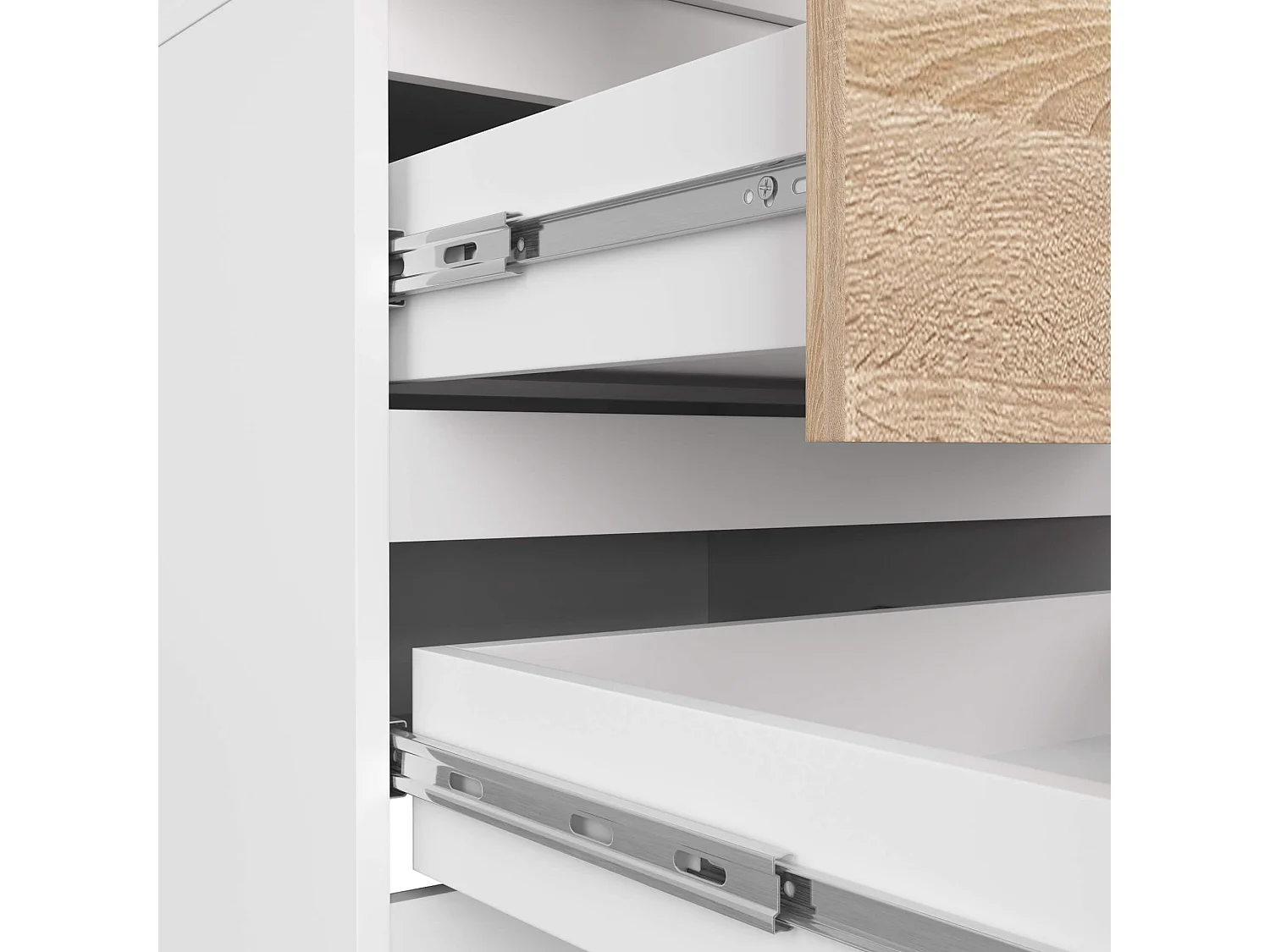 Kleiderschrank AKORD S60 mit Aufsatz Weiß 60 cm 2 Türen 2 Schubladen 3 Ebenen Front Sonoma-Eiche B60 x H234 x T51 cm