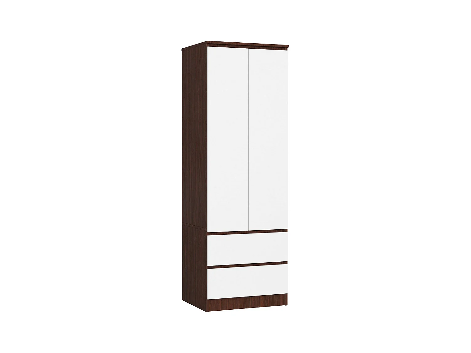 Armoire AKORD S60 Wengé 60 cm 2 portes 2 tiroirs façade Blanche 1 étagère 60x51x180 cm