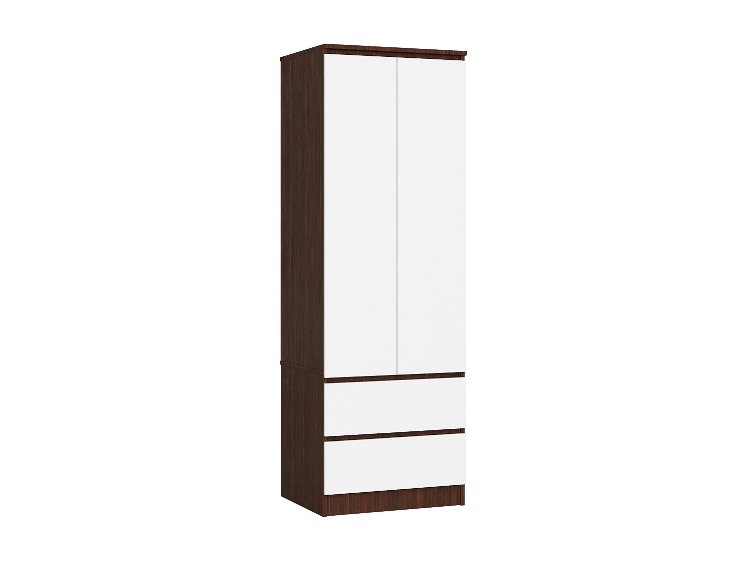 Armoire AKORD S60 Wengé 60 cm 2 portes 2 tiroirs façade Blanche 1 étagère 60x51x180 cm