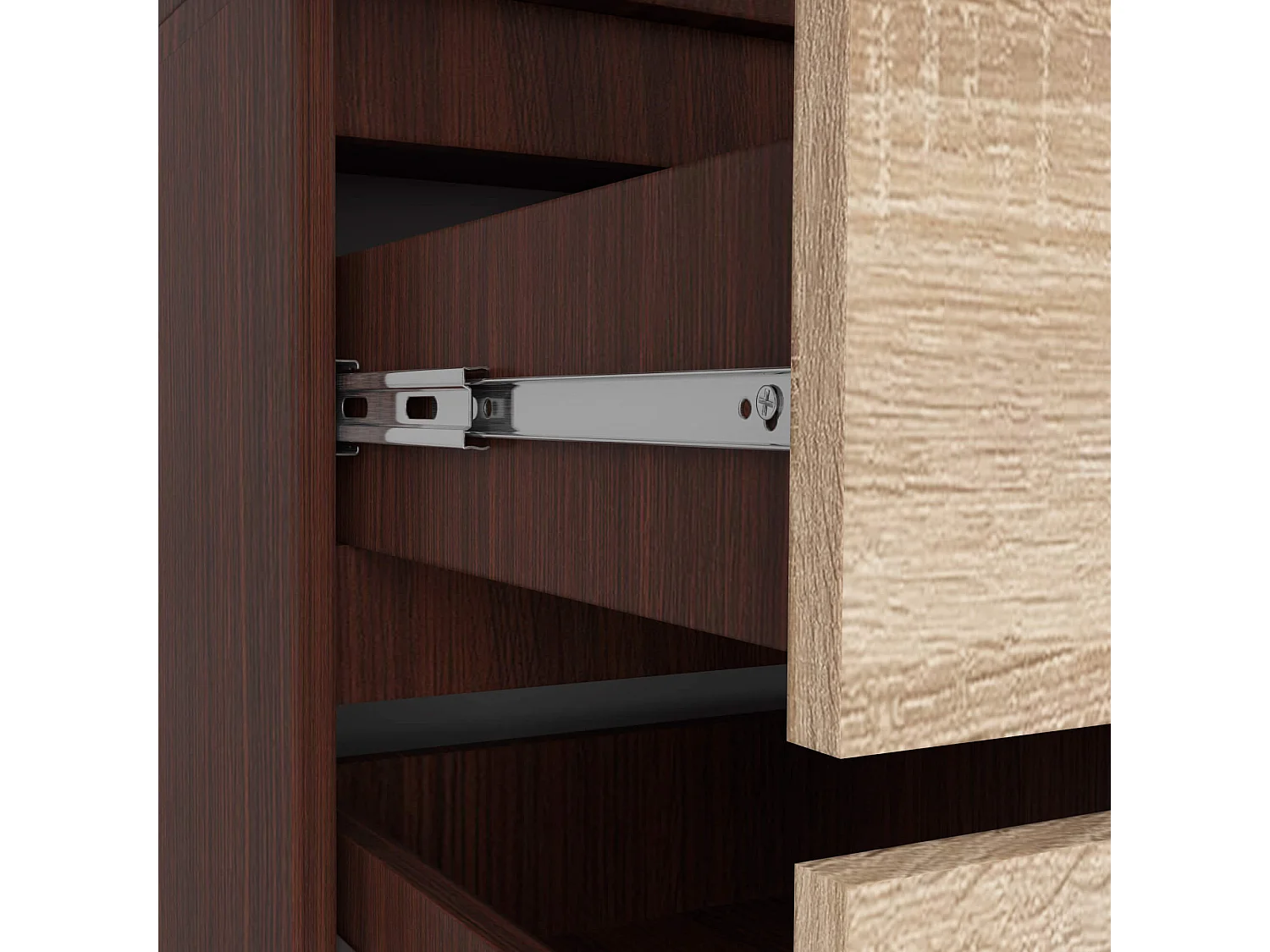 Armoire AKORD S90 avec miroir Wengé 90 cm 2 portes 2 tiroirs façade Chêne Sonoma 4 étagères 90x51x180 cm