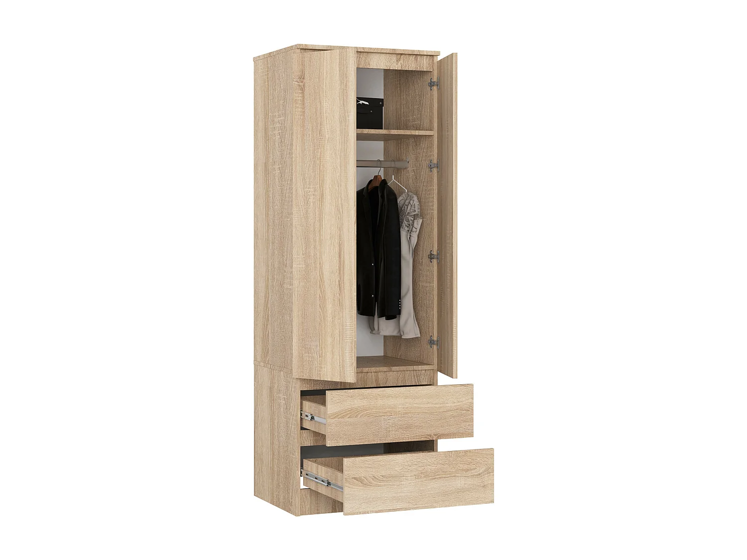 Armoire AKORD S60 Chêne Sonoma 60 cm 2 portes 2 tiroirs façade Chêne Sonoma 1 étagère 60x51x180 cm