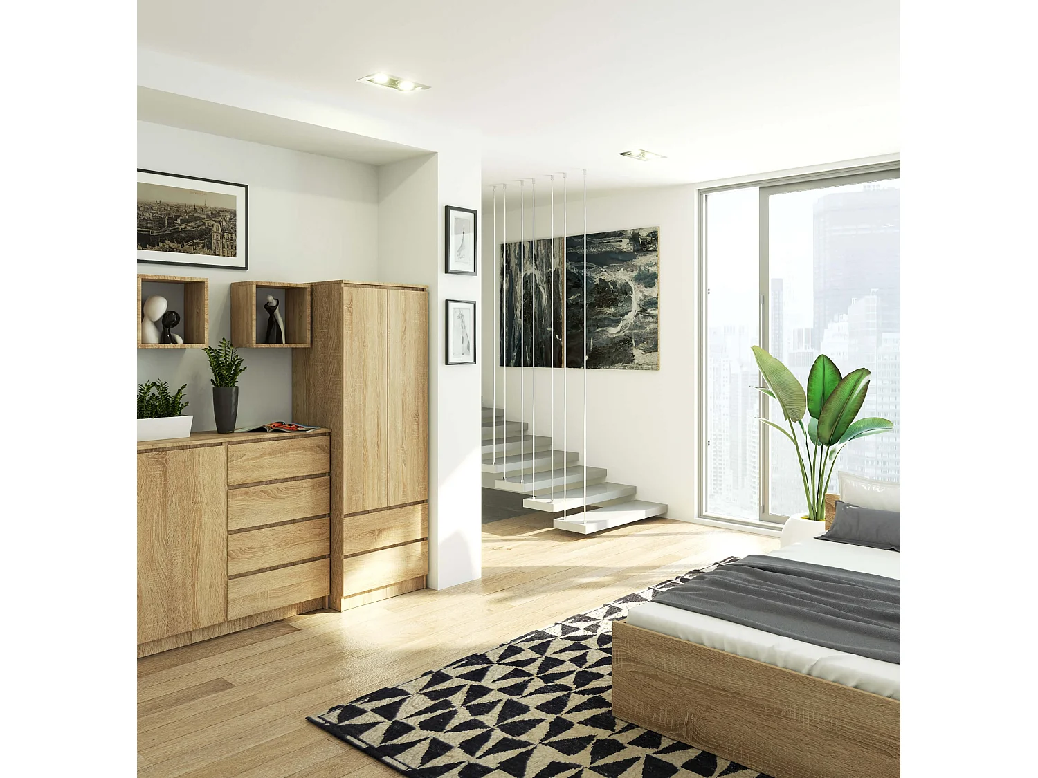 Armadio AKORD S60 Sonoma Quercia 60 cm 2 ante 2 cassetti 60x51x180 cm