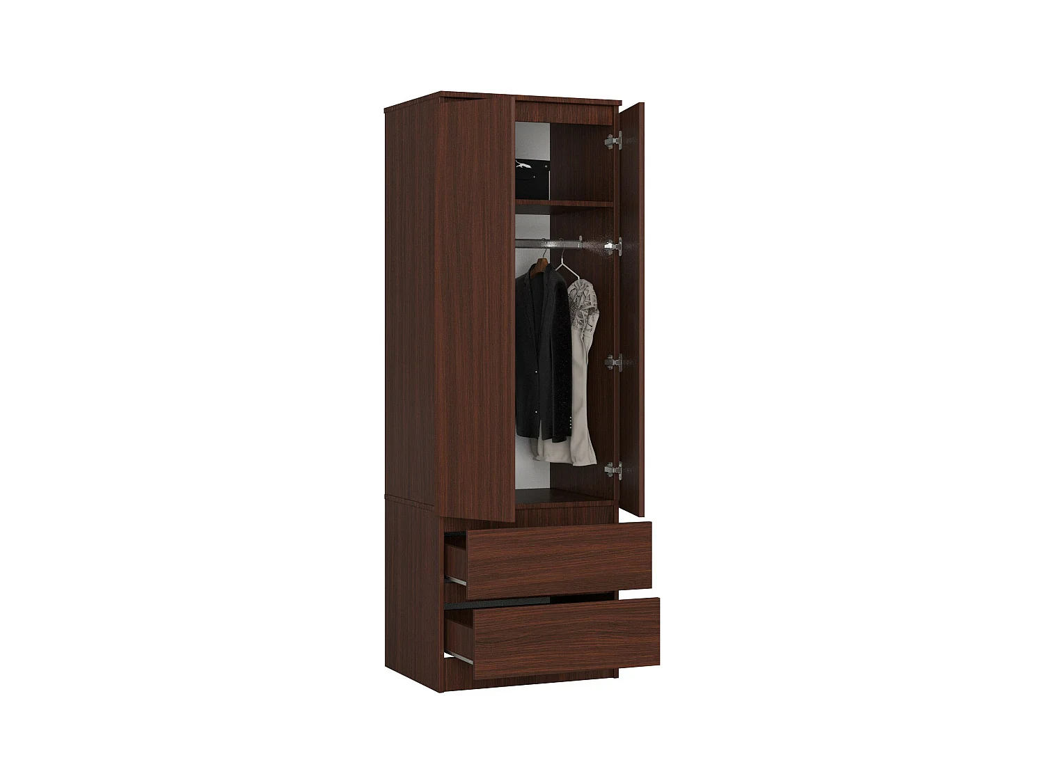 Szafa AKORD S60 Wenge 60 cm 2 drzwi 2 szuflady kolor Wenge mat 1 półka 60x51x180 cm