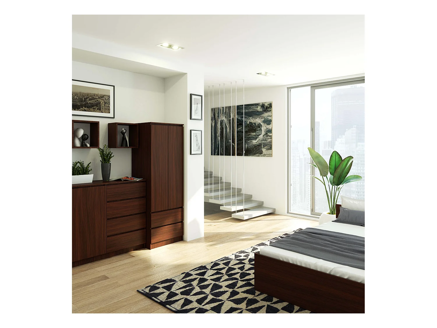 Szafa AKORD S60 Wenge 60 cm 2 drzwi 2 szuflady kolor Wenge mat 1 półka 60x51x180 cm