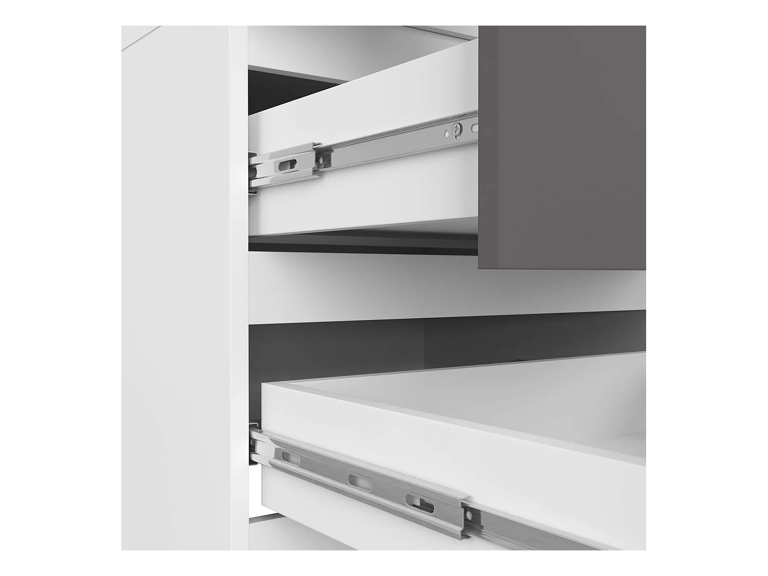 Kleiderschrank AKORD S60 mit Aufsatz Weiß 60 cm 2 Türen 2 Schubladen 3 Ebenen Front Graphitgrau B60 x H234 x T51 cm
