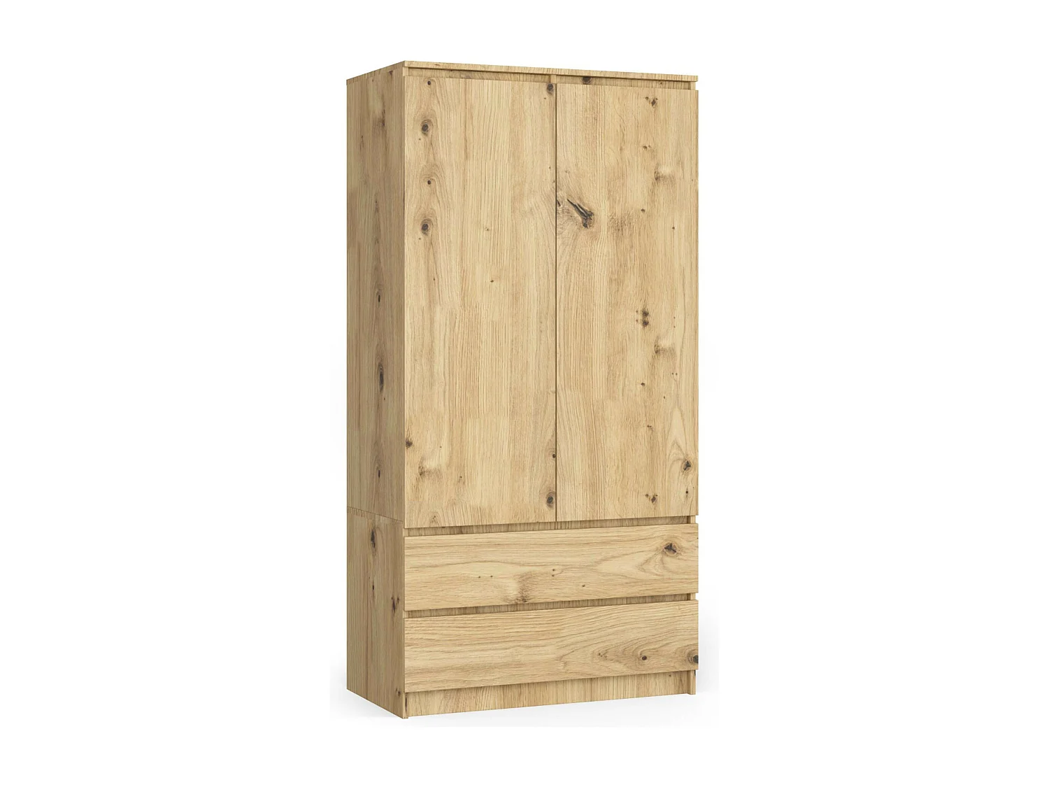 Kleiderschrank AKORD S90 Eiche Artisan 90 cm 2 Türen 2 Schubladen 4 Ebenen B90 x H180 x T51 cm