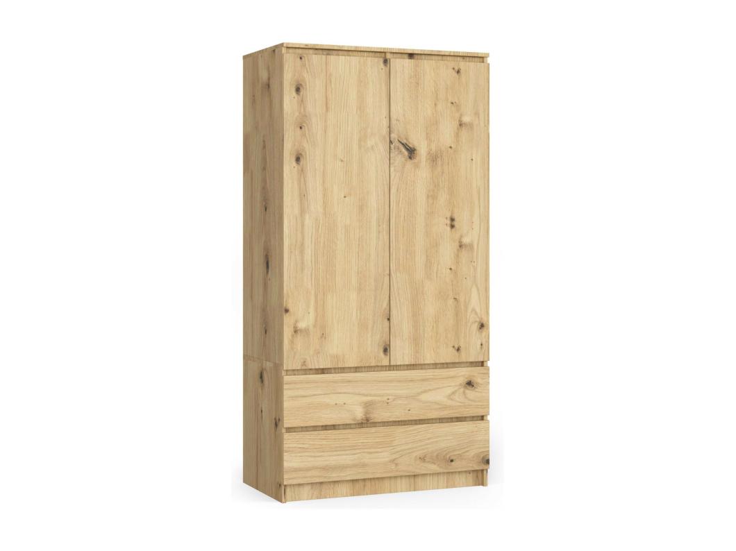 Szafa AKORD S90 Dąb Artisan 90 cm 2 drzwi 2 szuflady kolor Dąb Artisan mat 4 półki 90x51x180 cm