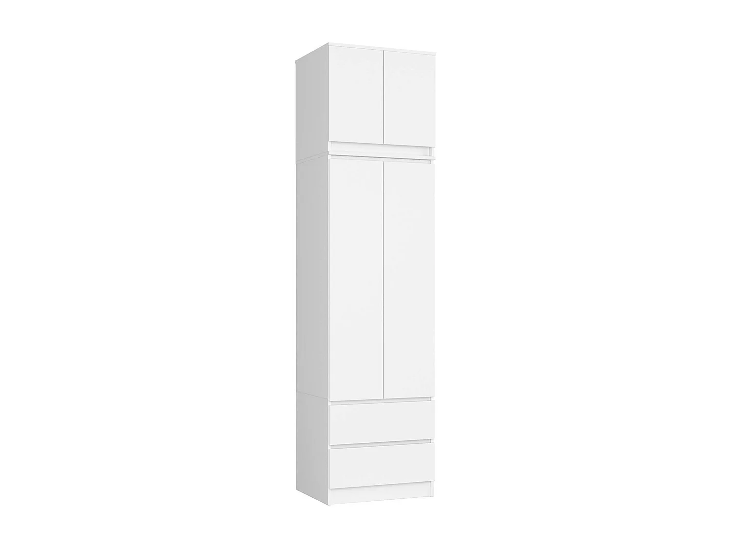 Armoire avec surmeuble AKORD S60 Blanche 60 cm 2 portes 2 tiroirs façade Blanche 3 étagères 60x51x234 cm