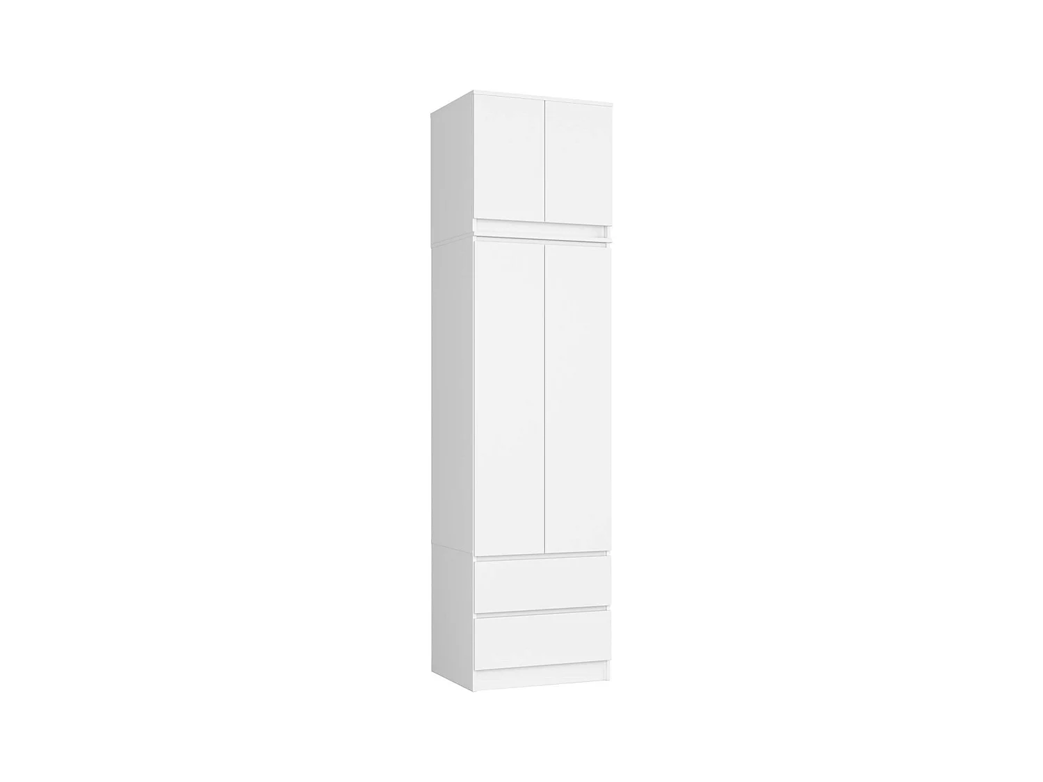 Armoire avec surmeuble AKORD S60 Blanche 60 cm 2 portes 2 tiroirs façade Blanche 3 étagères 60x51x234 cm