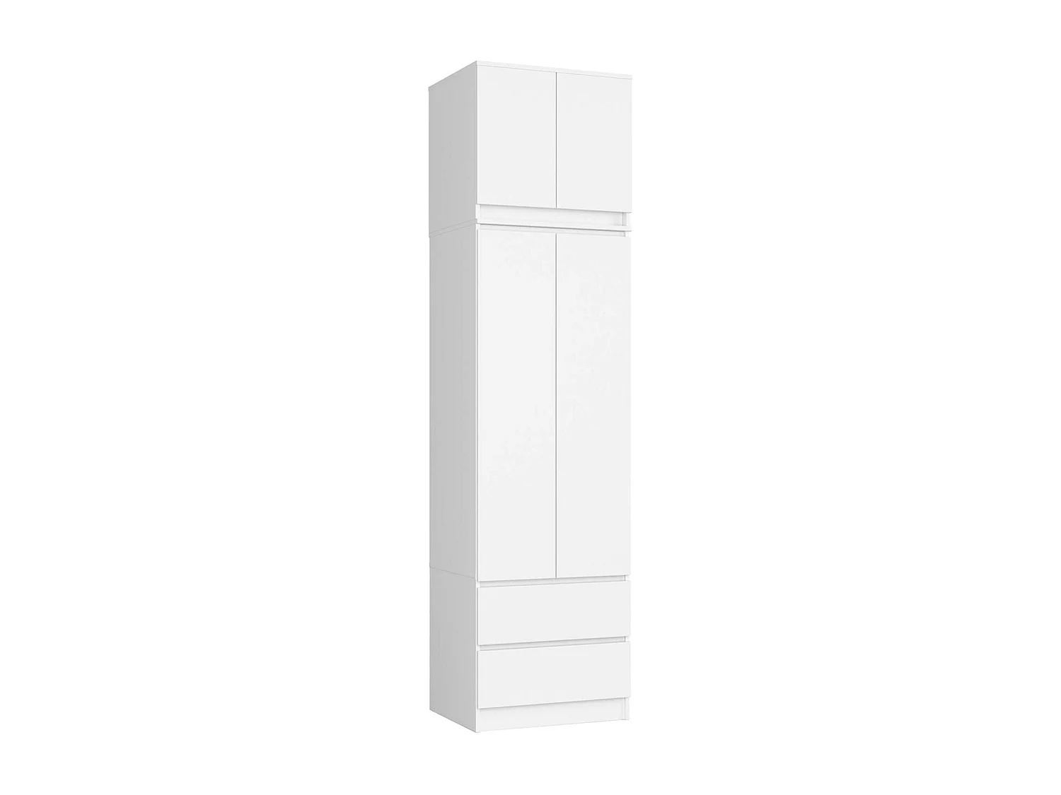 Armoire avec surmeuble AKORD S60 Blanche 60 cm 2 portes 2 tiroirs façade Blanche 3 étagères 60x51x234 cm