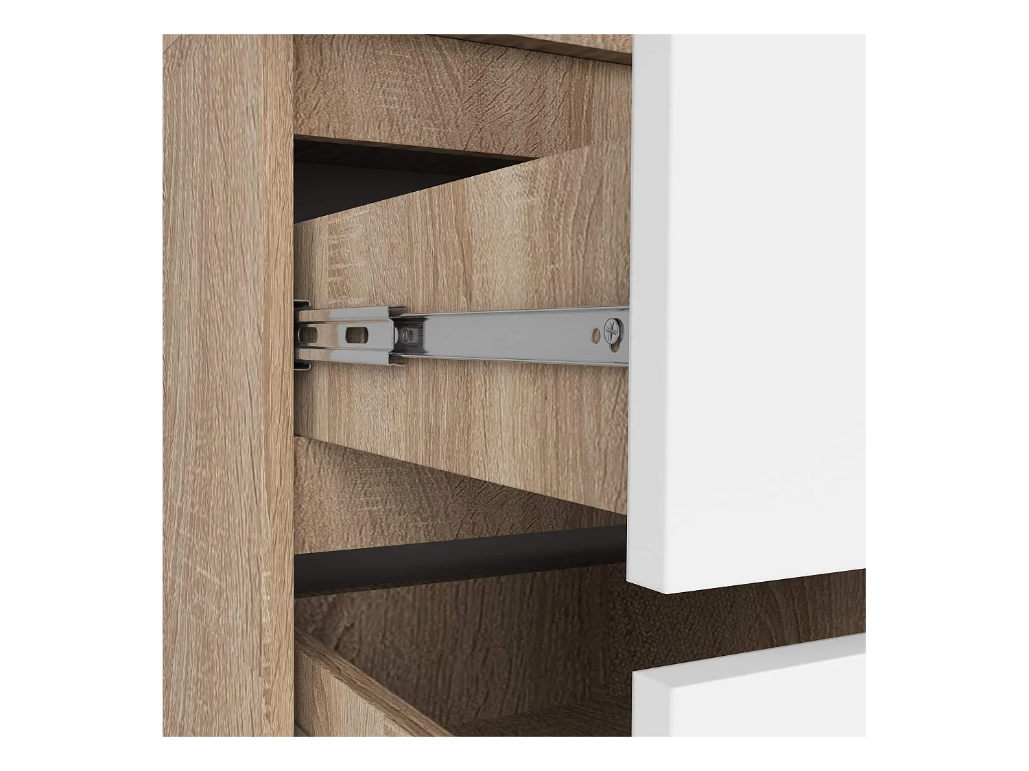 S90 Garderobe met Bovenbouw - 2 Deuren, 2 Lades - Dressoir van Sonoma Eik/Wit - Staande Kledingkast met Mat Afwerking - Geschikt voor Zelfmontage