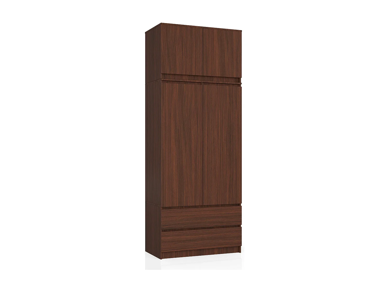 Armoire avec surmeuble AKORD S90 Wengé 90 cm 2 portes 2 tiroirs façade Wengé 6 étagères 90x51x234 cm