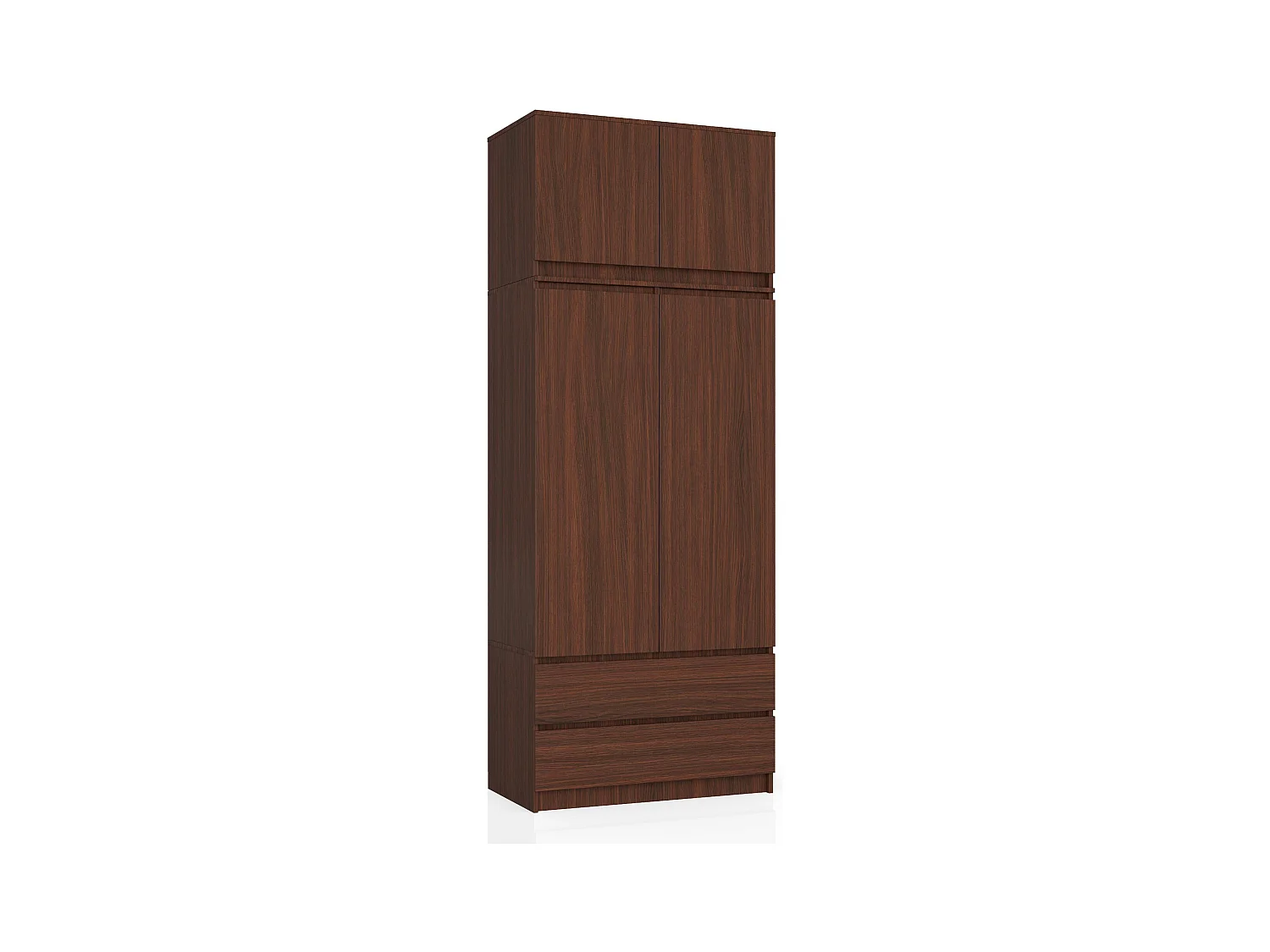 Armoire avec surmeuble AKORD S90 Wengé 90 cm 2 portes 2 tiroirs façade Wengé 6 étagères 90x51x234 cm