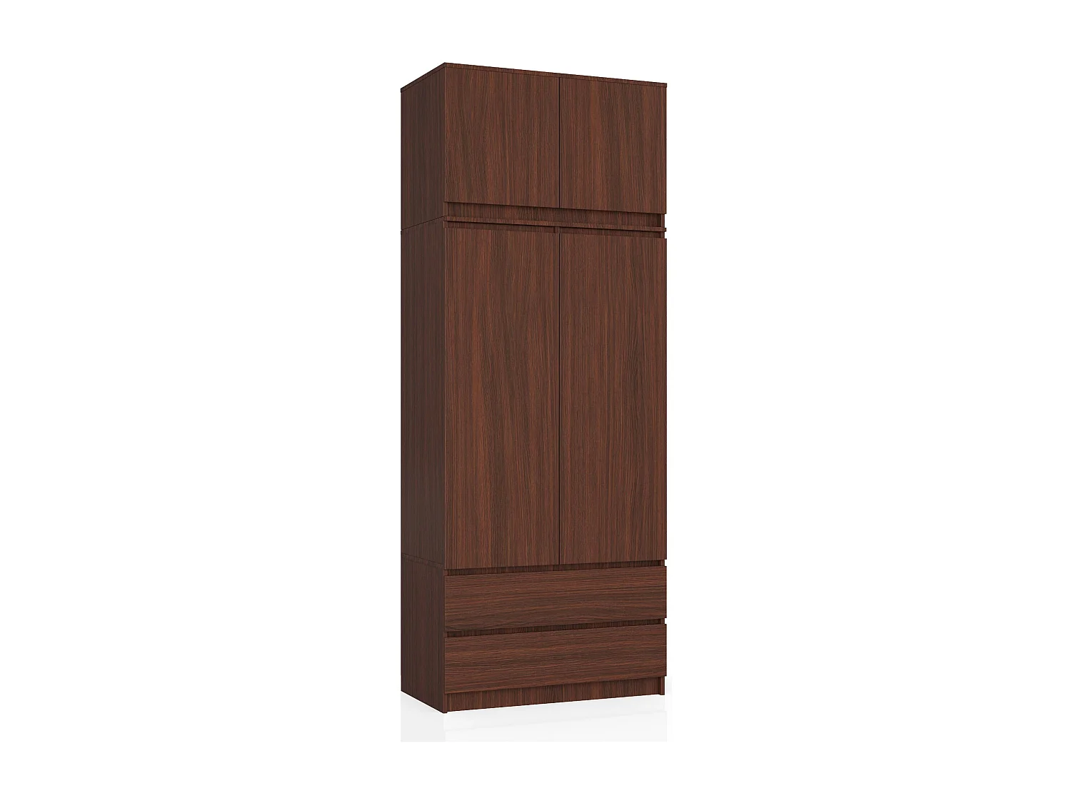 Armoire avec surmeuble AKORD S90 Wengé 90 cm 2 portes 2 tiroirs façade Wengé 6 étagères 90x51x234 cm