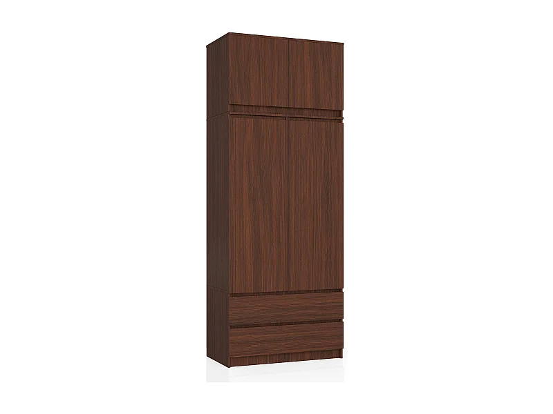 Armoire avec surmeuble AKORD S90 Wengé 90 cm 2 portes 2 tiroirs façade Wengé 6 étagères 90x51x234 cm