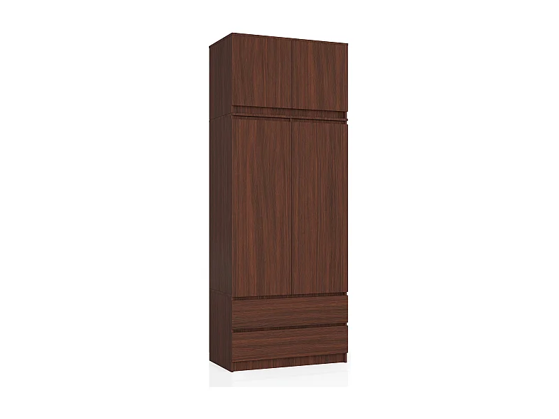 Armadio AKORD S90 con sopralzo Wengé 90 cm 2 ante 2 cassetti 90x51x234 cm