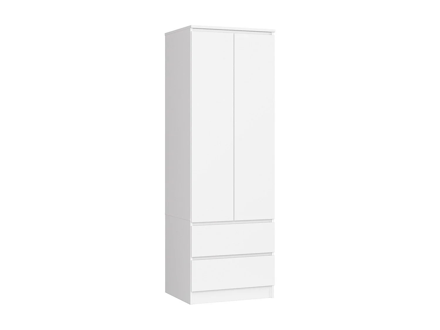 Kleiderschrank AKORD S60 Weiß 60 cm 2 Türen 2 Schubladen Regal B60 x H180 x T51 cm