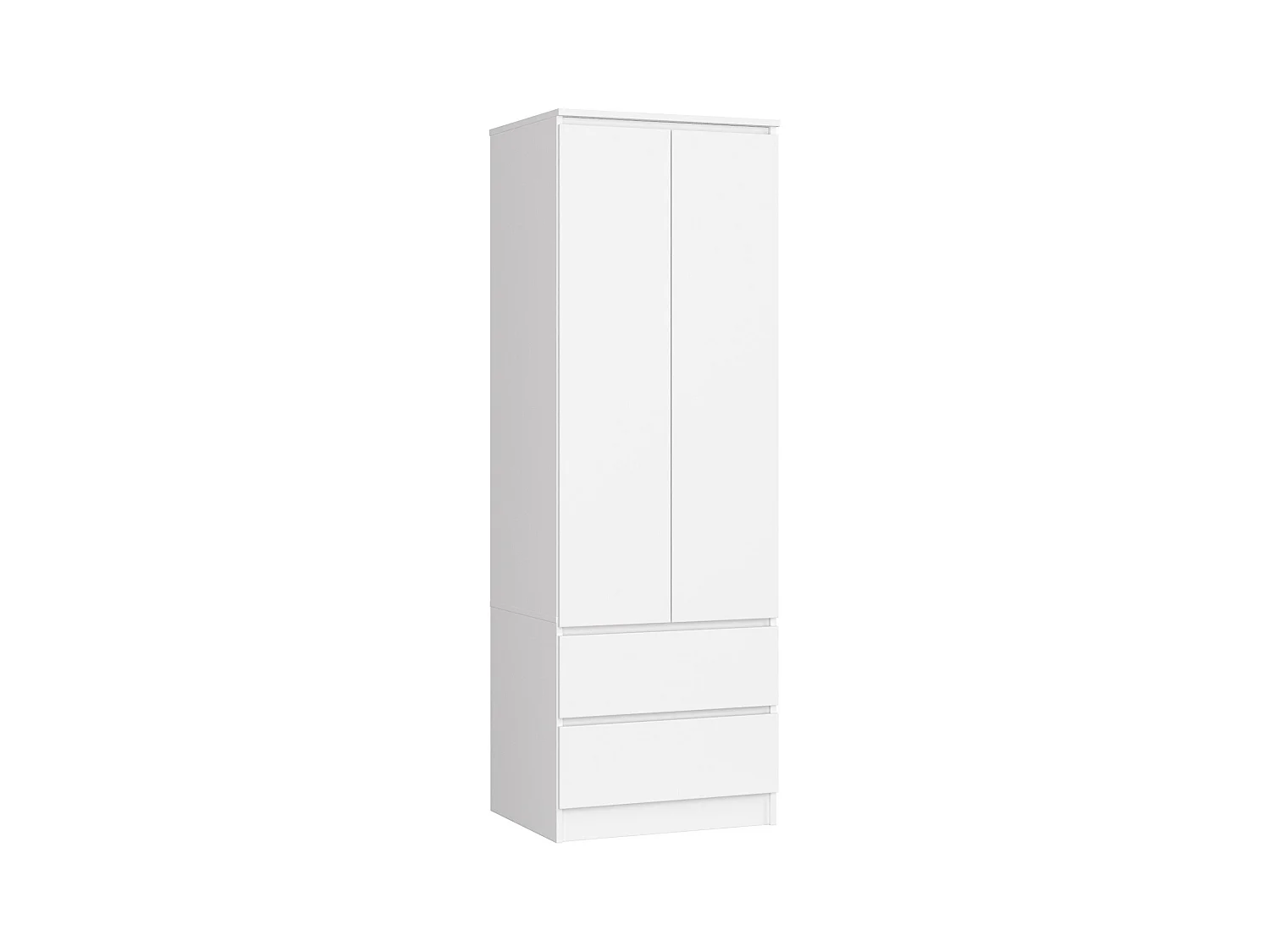 Armoire AKORD S60 Blanche 60 cm 2 portes 2 tiroirs façade Blanche 1 étagère 60x51x180 cm