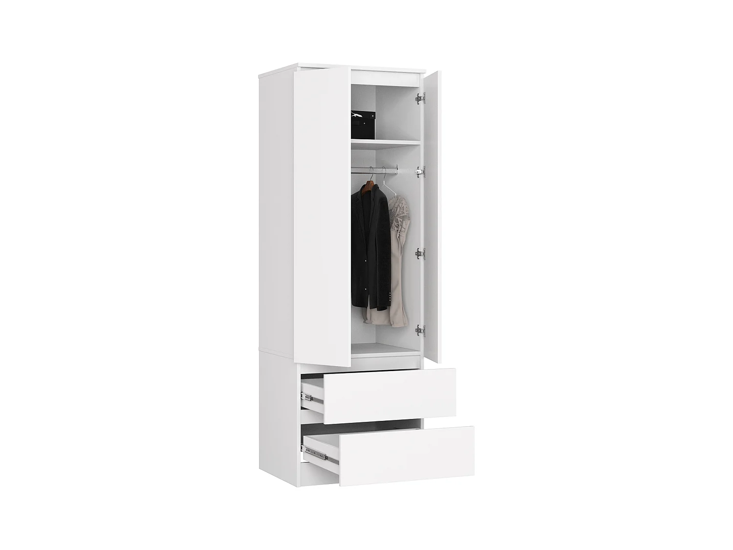 Szafa AKORD S60 Biała 60 cm 2 drzwi 2 szuflady kolor Biały mat 1 półka 60x51x180 cm