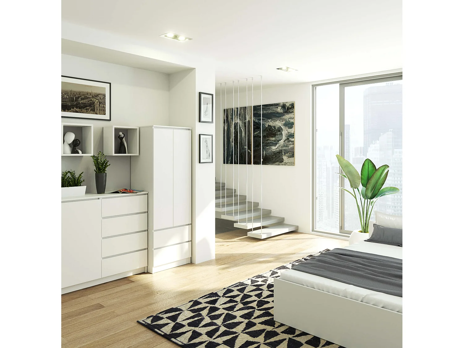 Szafa AKORD S60 Biała 60 cm 2 drzwi 2 szuflady kolor Biały mat 1 półka 60x51x180 cm