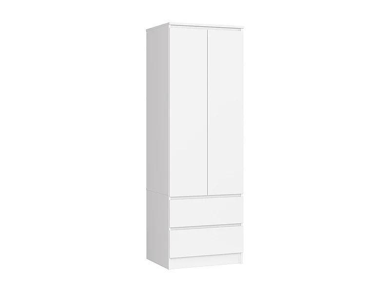 Armoire AKORD S60 Blanche 60 cm 2 portes 2 tiroirs façade Blanche 1 étagère 60x51x180 cm