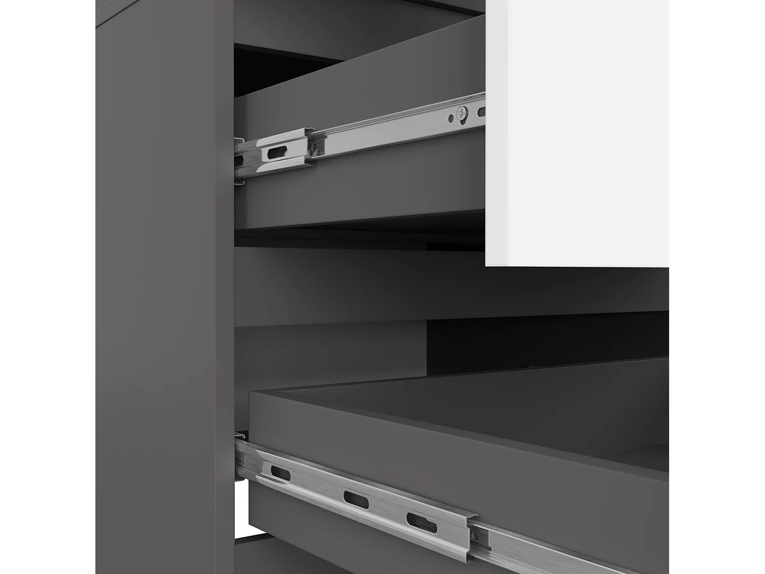 Kleiderschrank AKORD S60 Graphitgrau 60 cm 2 Türen 2 Schubladen Regal Front Weiß B60 x H180 x T51 cm