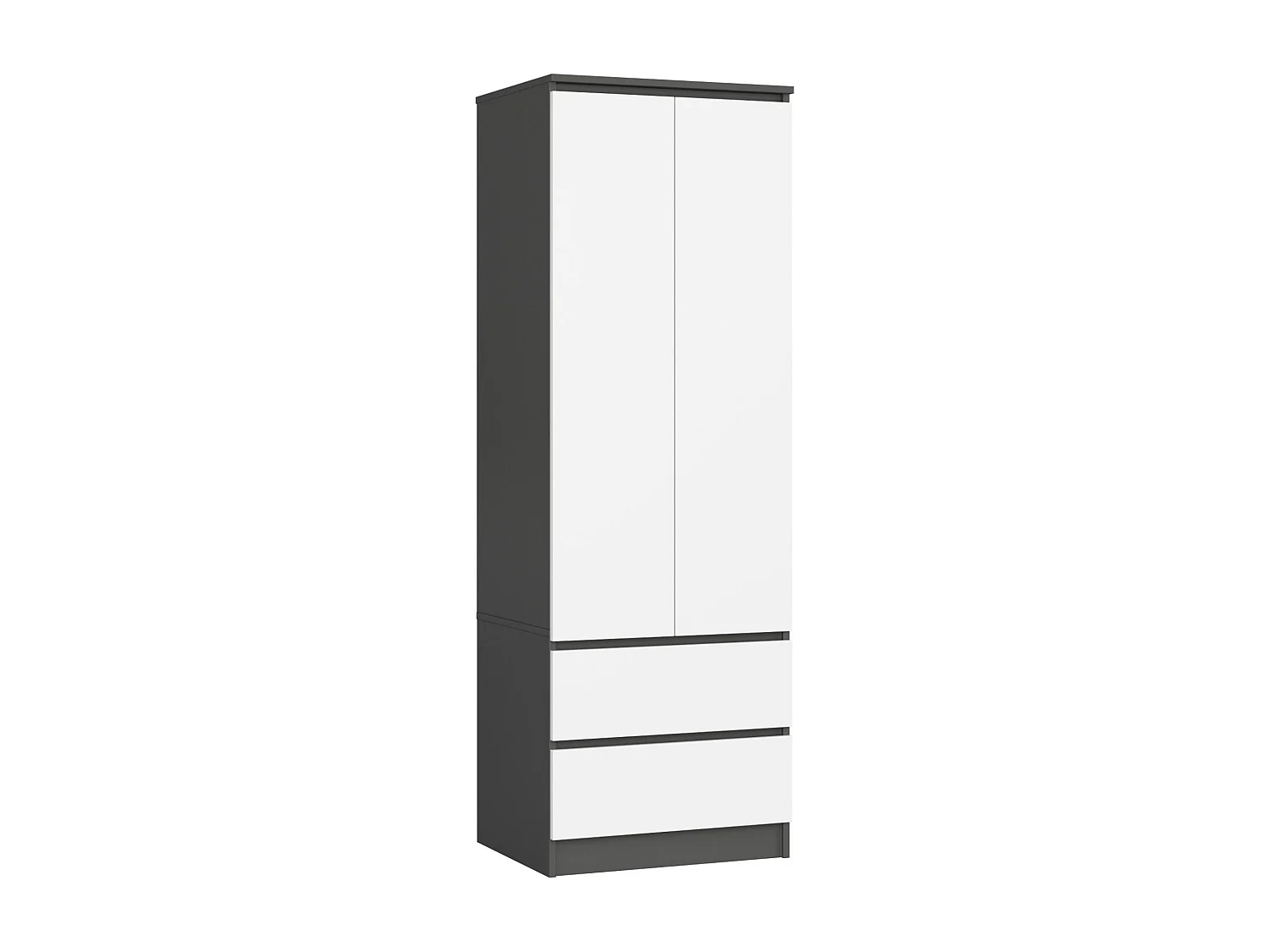Armoire AKORD S60 Gris Graphite 60 cm 2 portes 2 tiroirs façade Blanche 1 étagère 60x51x180 cm