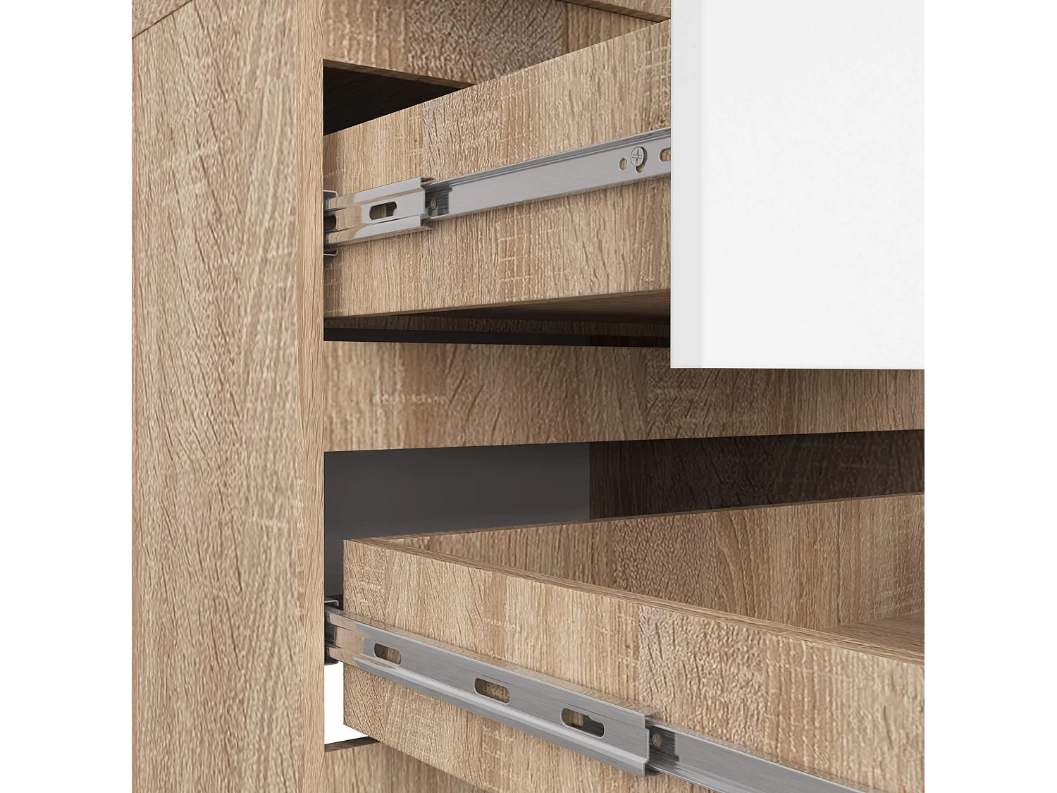 Armoire AKORD S60 Chêne Sonoma 60 cm 2 portes 2 tiroirs façade Blanche 1 étagère 60x51x180 cm