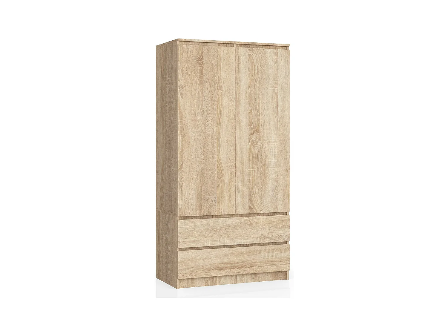 Kleiderschrank AKORD S90 Sonoma-Eiche 90 cm 2 Türen 2 Schubladen 4 Ebenen B90 x H180 x T51 cm