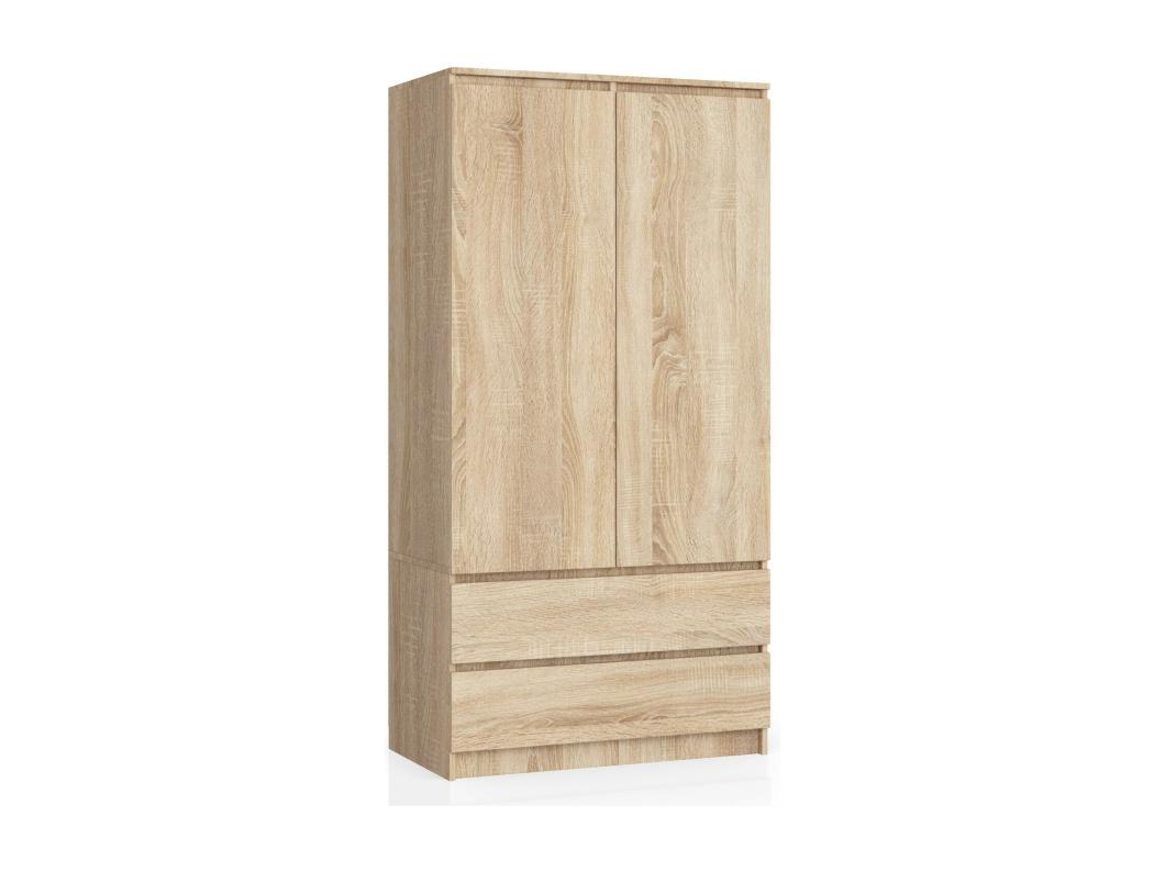 Szafa AKORD S90 Dąb Sonoma 90 cm 2 drzwi 2 szuflady kolor Dąb Sonoma mat 4 półki 90x51x180 cm