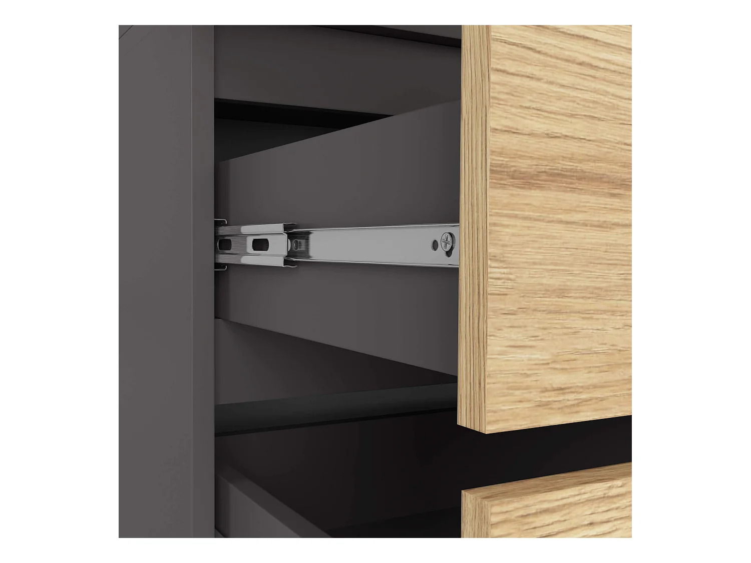 Grafiet Grijze & Eik Artisan Staande Kast S90 - 2 Deuren, 2 Lades