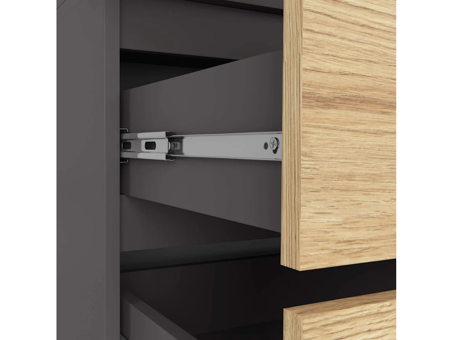 Kleidingkast S90 met 2 Deuren en 2 Lades / AKORD Furniture Factory / Grafietgrijs - Artisan Eik / 90 x 180 x 51 cm